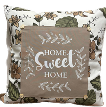 Cargar imagen en el visor de la galería, Landhausstil Kissenhülle * Kissenbezug * Dekokissen „ Home Sweet Home „ beige/grün
