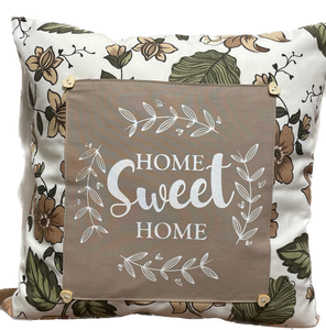 Landhausstil Kissenhülle * Kissenbezug * Dekokissen „ Home Sweet Home „ beige/grün