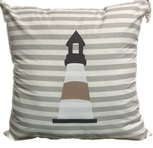 Lade das Bild in den Galerie-Viewer, Maritime Kissenhülle, Kissenbezug, Landhausstil Kissen * Leuchtturm * grau/weiß/beige
