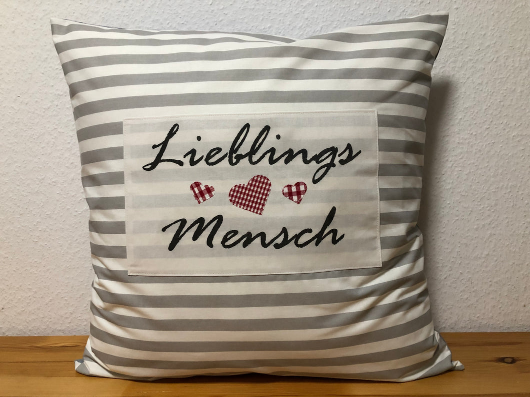 1x country house style cushion cover * cushion cover * decorative cushion grey/white * favorite person *