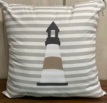 Lade das Bild in den Galerie-Viewer, Maritime Kissenhülle, Kissenbezug, Landhausstil Kissen * Leuchtturm * grau/weiß/beige
