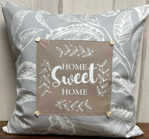1x Landhausstil Kissenhülle * Kissenbezug * Dekokissen „ sweet home „ grau/weiß
