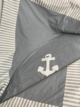 Load image into Gallery viewer, Maritime patchwork blanket, bedspread, children's blanket, bed throw 130cm x 200cm grey/white
