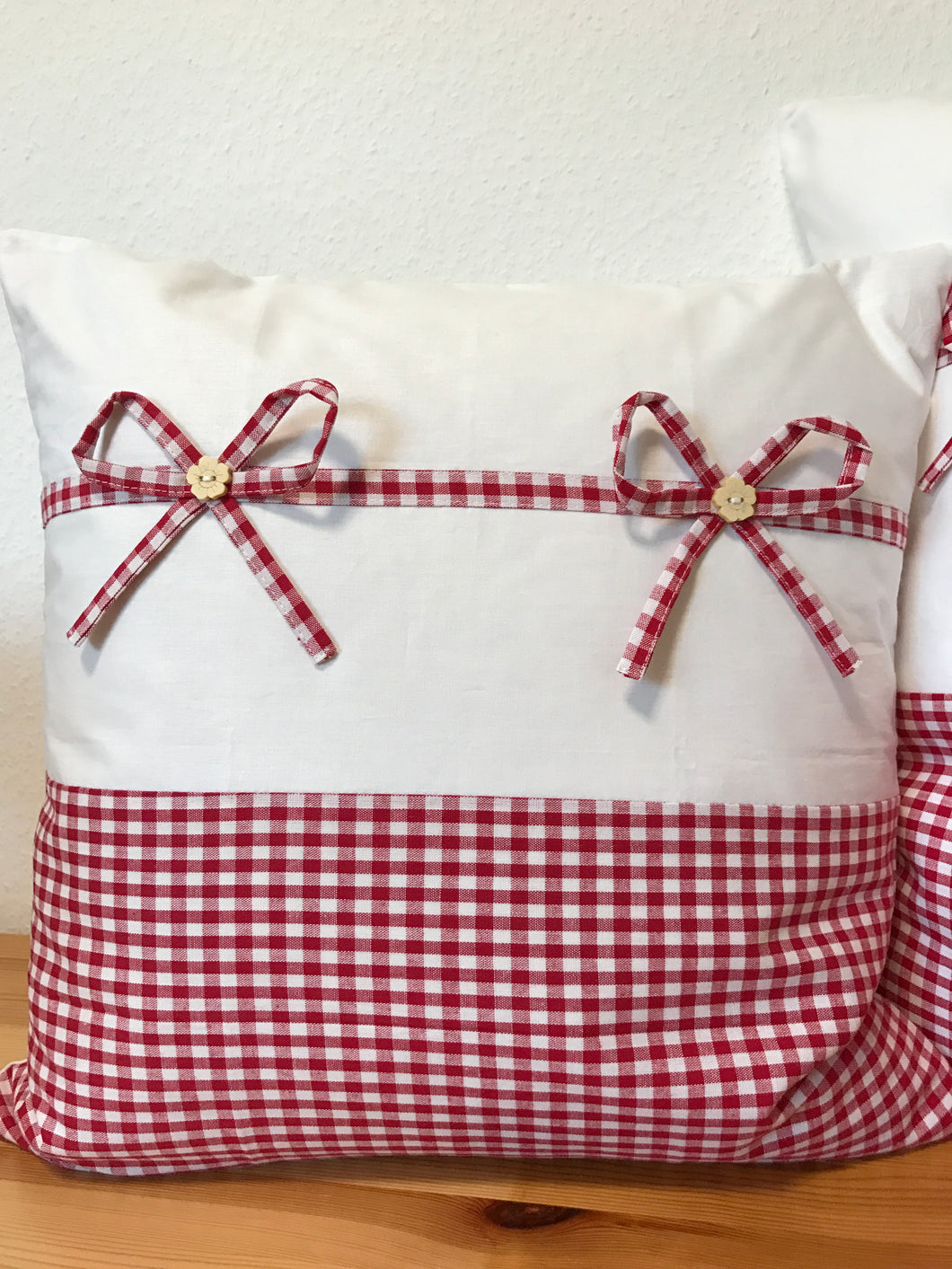 1x Landhausstil Kissenhülle * Kissenbezug * Bauernstube Dekokissen * weiß/rot kariert