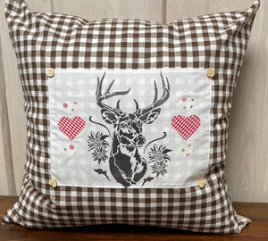 1 country house style cushion cover, cushion cover, decorative cushion * deer * brown