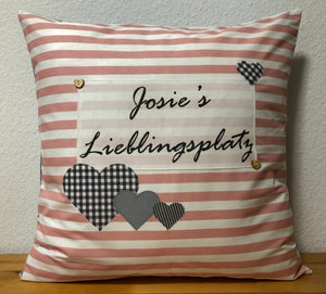 1x Personalisierte Kissenhülle, Landhausstil Kissenhülle * Kissenbezug * Dekokissen * …. Lieblingsplatz *