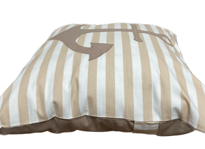 1 Maritime Kissenhülle, Kissenbezug, Landhausstil Kissenhüllen, Dekokissen *Anker* beige/weiß gestreift
