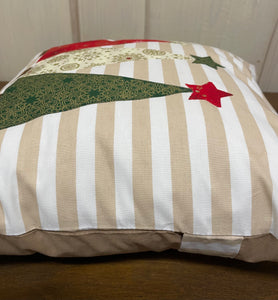 1x Weihnachtliche Landhausstil Kissenhülle * Kissenbezug * Dekokissen * beige weiß gestreift
