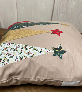 1x Weihnachtliche Landhausstil Kissenhülle * Kissenbezug * Dekokissen * beige weiß gestreift