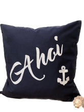 Lade das Bild in den Galerie-Viewer, Maritime Kissenhülle, Kissenbezug,Landhausstil Kissen,Marine Kissen, Dekokissen, Ahoi, blau/weiß
