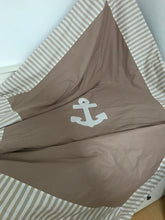Load image into Gallery viewer, Maritime patchwork blanket, bedspread, children's blanket, bed throw 130cm x 200cm beige/white
