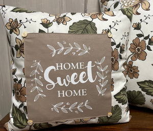 Landhausstil Kissenhülle * Kissenbezug * Dekokissen „ Home Sweet Home „ beige/grün