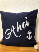 Lade das Bild in den Galerie-Viewer, Maritime Kissenhülle, Kissenbezug,Landhausstil Kissen,Marine Kissen, Dekokissen, Ahoi, blau/weiß
