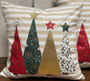 1x Weihnachtliche Landhausstil Kissenhülle * Kissenbezug * Dekokissen * beige weiß gestreift