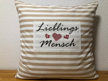 Lade das Bild in den Galerie-Viewer, 1x Landhausstil Kissenhülle * Kissenbezug * Dekokissen beige/weiß * Lieblings Mensch *
