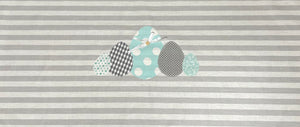 1x Landhausstil Tischläufer, Tischdecke, Ostertischdecke, Tischläufer Ostern grau/weiß, 40x90cm.