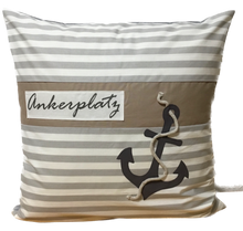 Lade das Bild in den Galerie-Viewer, Maritime Kissenhülle, Kissenbezug, Landhausstil Kissen * Ankerplatz * grau/weiß
