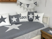 Load image into Gallery viewer, Maritime patchwork blanket, bedspread, children's blanket, bed throw 130cm x 200cm grey/white
