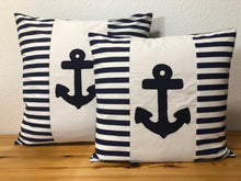 Lade das Bild in den Galerie-Viewer, 1 Maritime Kissenhülle, Kissenbezug,Landhausstil Kissen Anker weiß/blau
