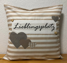 Lade das Bild in den Galerie-Viewer, 1x Landhausstil Kissenhülle * Kissenbezug * Dekokissen beige/weiß * Lieblingsplatz *
