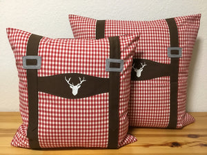 1x Landhausstil Kissenhülle * Kissenbezug * Bauernstube Dekokissen *Bayern* braun/rot