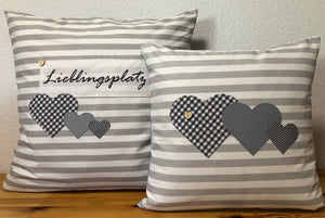 Landhausstil Kissenhülle * Kissenbezug * Dekokissen * Herzen *