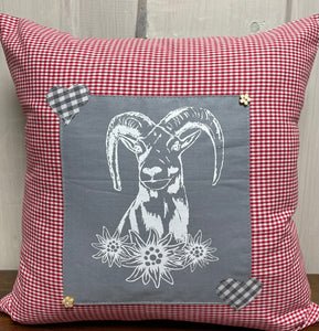 1 country house style cushion cover, cushion cover, decorative cushion * Hunter Mouflon * red/grey