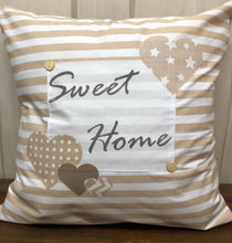 Load image into Gallery viewer, 1x country house style cushion cover * cushion cover * decorative cushion “Sweet Home” beige/white
