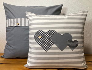 Landhausstil Kissenhülle * Kissenbezug * Dekokissen * Herzen *