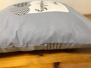 1x country house style cushion cover * cushion cover * decorative cushion gray * dad's snoring place *
