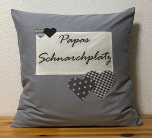 1x country house style cushion cover * cushion cover * decorative cushion gray * dad's snoring place *
