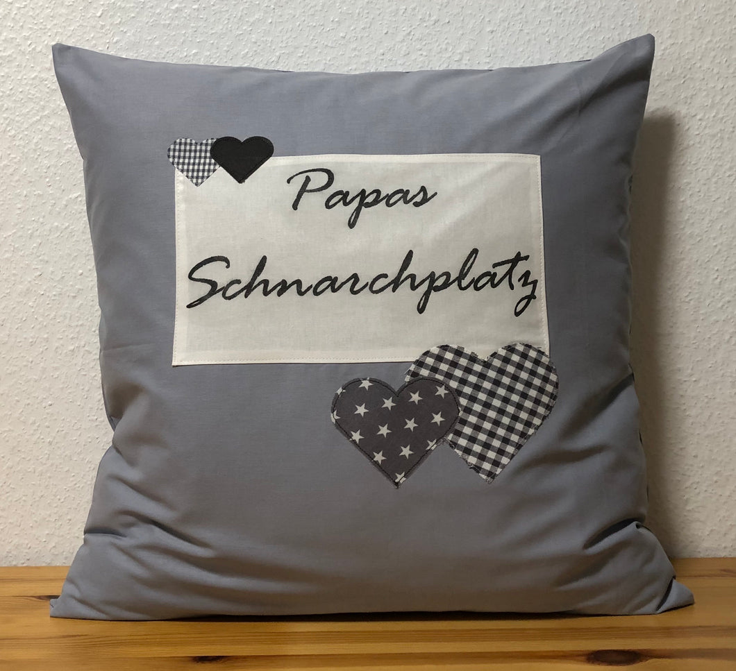 1x country house style cushion cover * cushion cover * decorative cushion gray * dad's snoring place *