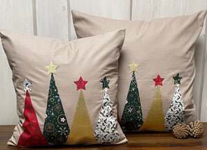 1x Weihnachtliche Landhausstil Kissenhülle * Kissenbezug * Dekokissen * beige weiß gestreift