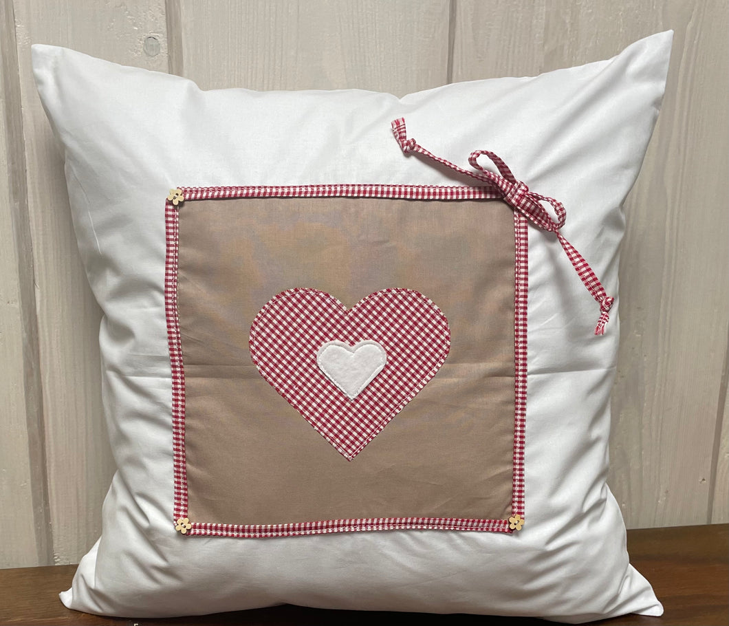 1x country house style cushion cover * cushion cover * farmhouse decorative cushion * white/red