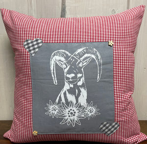 1 country house style cushion cover, cushion cover, decorative cushion * Hunter Mouflon * red/grey