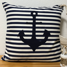Lade das Bild in den Galerie-Viewer, Maritime Kissenhülle, Kissenbezug, Landhausstil Kissen, Anker blau/weiß
