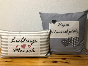 1x country house style cushion cover * cushion cover * decorative cushion gray * dad's snoring place *