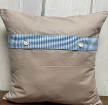 Load image into Gallery viewer, 1x country house style cushion cover, cushion cover, farmhouse decorative cushion * suspenders * blue/beige
