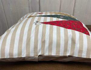 1x Weihnachtliche Landhausstil Kissenhülle * Kissenbezug * Dekokissen * beige weiß gestreift